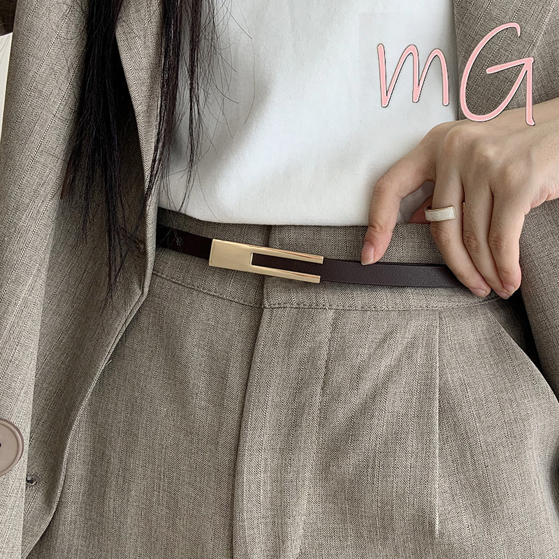 [ส่งจากกทม] My Girl เข็มขัดผู้หญิง แต่งดี เรียบง่าย ทันสมัย ​​อเนกประสงค์ ตกแต่งด้วย หัวเข็มขัดสีทอง