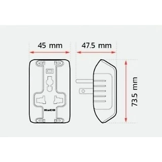 HACO ปลั๊กแปลงขา 2 ขา +กราวด์แบบถอดได้ ปลั๊กอเนกประสงค์ Universal Multiplug Adaptor รุ่น ADU