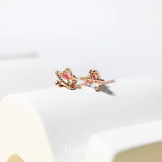 earika.earrings - hologram heart planet stud ต่างหูแป้นทับรูปดาวเสาร์โฮโลแกรม มี 3 สี เงินแท้ เหมาะสำหรับคนแพ้ง่าย