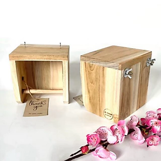 กล่องยืนนอนนก บ้านนอนนกไม้สัก(รุ่น 1 ช่องสีธรรมชาติ)