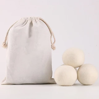 ลูกบอลซักผ้า ดรายชี Wool Dryer Balls ทำจากขนแกะแท้100% ล้วนทั้งลูก 1 ชุด บรรจุ 6 ลูกพร้อมถุงผ้า ช่วยลดรอยยับผ้าจากการซับ