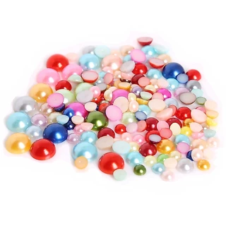 เลียนแบบ ABS Pearl Semiround ลูกปัดแบนกลับสีขาวงาช้างผสมสี Cabochon ครึ่งรอบลูกปัด DIY เครื่องประดับทํา