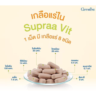 เกลือแร่รวม ซูปราวิต กิฟฟารีน Supraa Vit M W วิตามิน มีส่วนผสมของ ไลโคปีน และ จมูกถั่วเหลือง