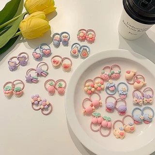 หนังยางรัดผมเด็กเล็ก แพ็ค10ชิ้น ยางรัดผมเกาหลี เส้นเล็ก น่ารัก สีสดใส ลายน่ารัก