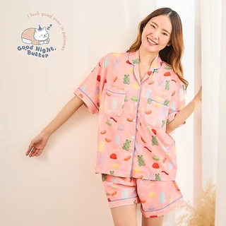 (มีส่งด่วน)Gnight.Butter PJs l ชุดนอนสีโอลโรส ลายเยลลี่ กันโป๊โนบราได้ ไม่ต้องรีด (มีไซส์ใหญ่)