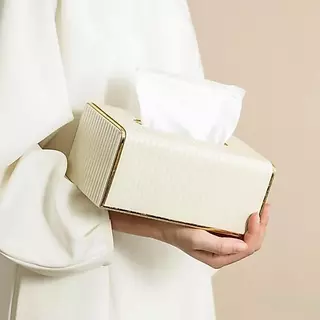 กล่องใส่ทิชชู่ วัสดุ หรู ดูดี มีขอบทอง Luxury Design ตกแต่งห้องสวยงาม แข็งแรง ทนทาน กระดาษเช็ดหน้า ส่งจากไทย ส่งเร็ว