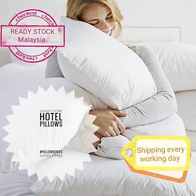 Ashley Home Hotel Pillow Bantal Gebu Yellow Series