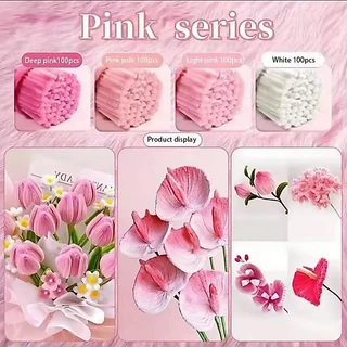 ลวดกำมะหยี่ 100ชิ้น 8 มม ที่มีสีสัน ดัดง่าย ขนนุ่มฟู ยาว 30cm หนา ทำดอกไม้ DIY จัดส่งจากประเทศไทย