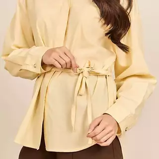 avocado - Nerra Shirt เสื้อเชิ้ตเนื้อผ้าธรรมชาติ แต่งดีเทลเชือก แมตช์ได้หลายลุต