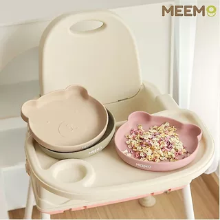 MEEM จานซิลิโคนฐานดูดโต๊ะ ลายหมี แบบ 1 ช่อง จานซิลิโคนเด็ก (Minimal series)