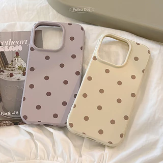 รวมทุกอย่างเคสโทรศัพท์ป้องกันลายจุดสีม่วงและสีขาวแบบเต็มหน้าจอเหมาะสําหรับ ทีพียู สําหรับ แอปเปิล ไอโฟน12 13 14 15 16 17มือโปร สูงสุด