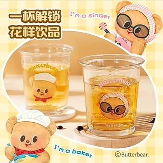 [Aria] A Little Naughty X Butter Bear IP Co-Branded Glass ลายถ้วยดื่มมูลค่าสูงน่ารักคอลเลกชันมูลค่าสูง
