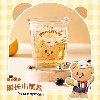 [Aria] A Little Naughty X Butter Bear IP Co-Branded Glass ลายถ้วยดื่มมูลค่าสูงน่ารักคอลเลกชันมูลค่าสูง