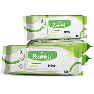 Poomsoft Baby wipes 200แผ่น 5แพ็ค เม็ดไข่มุกลายทาง ทิชชู่เปียก หนาและยาวขึ้น