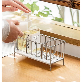 【One_boutique】ที่วางฟองน้ำซิงค์ล้างจาน เก็บฟองน้ำ วัสดุสแตนเลส มีฐานรองน้ำ 304 stainless steel kitchen rack