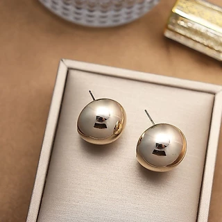 ต่างหูทอง earring ตุ้มหูห่วง ประเภทลูกบอล ต่างหูห่วง หรูหรา jewelry accessories สําหรับผู้หญิง สําหรับผู้หญิง 92.5%เข็มเ