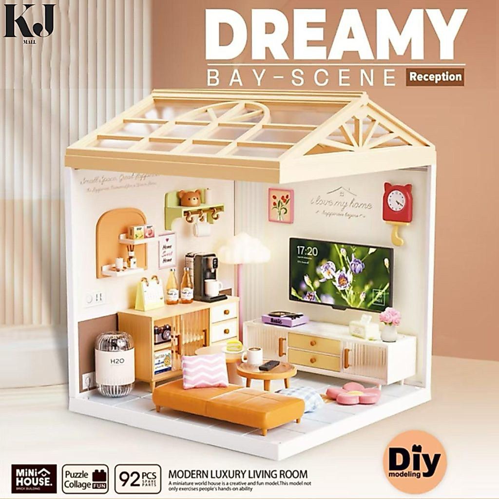 Dreamy DIY Mini House พร้อมส่งจากไทย⚡️Cozy Living Roomห้องนั่งเล่น บ้านตุ๊กตาไว้เล่นกัน ART TOY DIY ประกอบเอง ของเล่น
