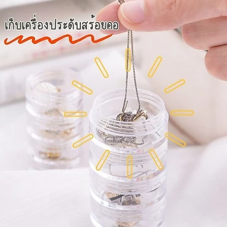 Hithome คอนโด 5 ชั้น ตลับใส่ยา กล่องเก็บเครื่องประดับ กล่องใสฝาเกลียว พกพา (มี 2 ขนาด)