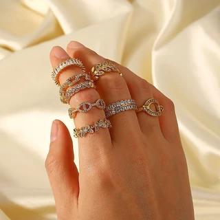 URPALS แหวน Stainless ชุบทอง18K ฝังเพชร CZ High Quality งานเรียบหรู ดีไซน์เก๋ ใส่ออกงานได้