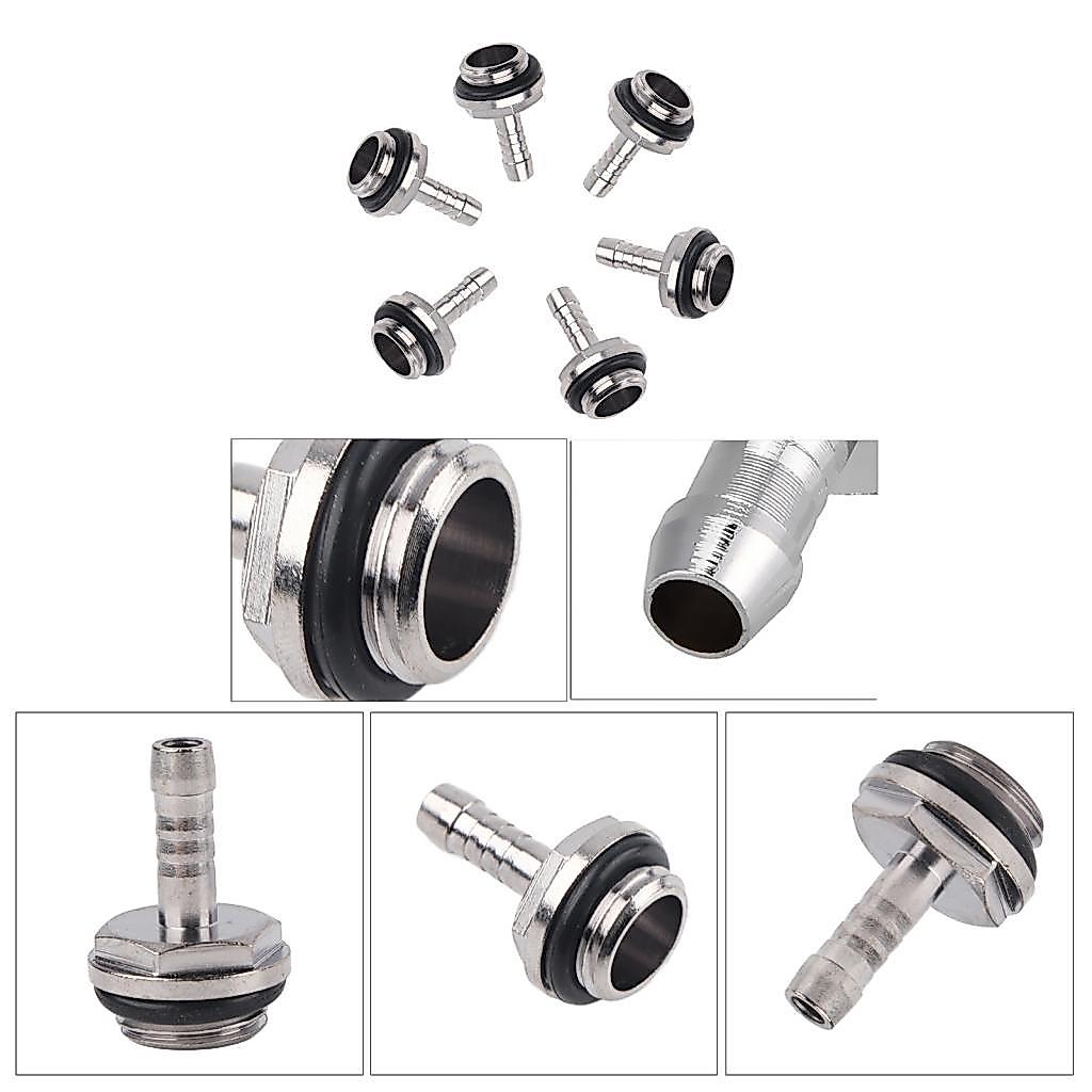Ooidshop 6 ชิ้น G1/4 Barb Fitting อะแดปเตอร์ OD 6 มิลลิเมตร PC Water Cooling Two-Touch Thread Soft T