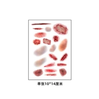 ชุดสติกเกอร์ฮาโลวีน 4 ชิ้น/เซ็ต ลายบาดแผลและรอยสัก ทนน้ำได้ สำหรับคอสเพลย์และการตกแต่งปาร์ตี้