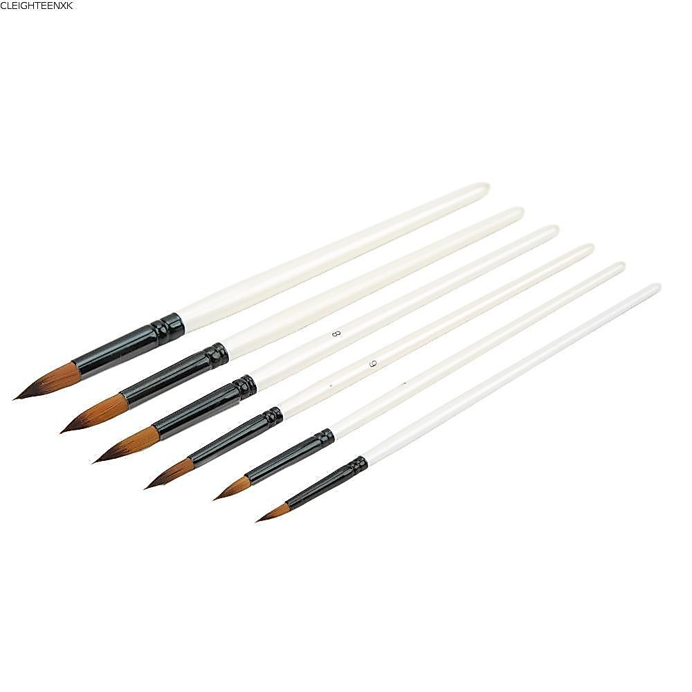 CLEIGHTEEN8H 6 ชิ้นชุดแปรงทาสี, Fine Detail Tip 6 ขนาดชุดแปรงสีน้ํา, Ideal Soft Brush Tips Oil Paint