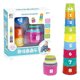 🎈พร้อมส่ง🎈ถ้วยหัดเรียง Stacking Cups เรียนรู้สี ตัวเลข ABC ถ้วยเรียงซ้อน ถุงตาข่าย แบบกล่อง เสริมพัฒนาการ เสริมทักษะ
