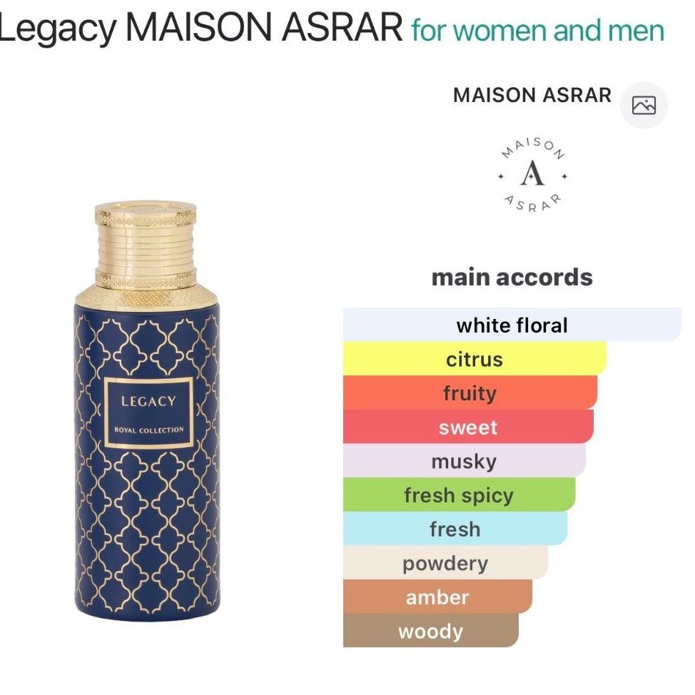 แบ่งขายน้ำหอม Legacy Maison Asrar Eau de Parfum 2-10 ml