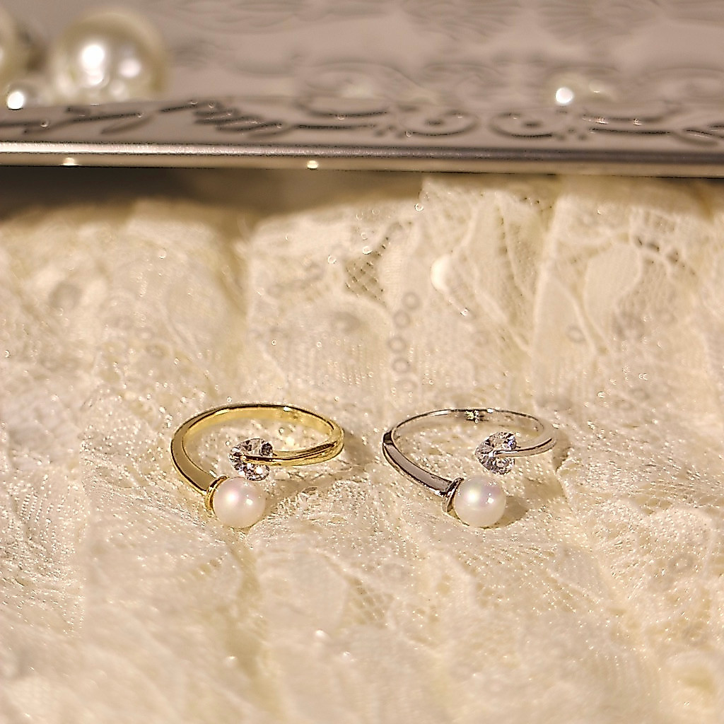 Socrush.bkk | LOVIE ring | SR-063 | แหวนมุก หัวใจ เพชร