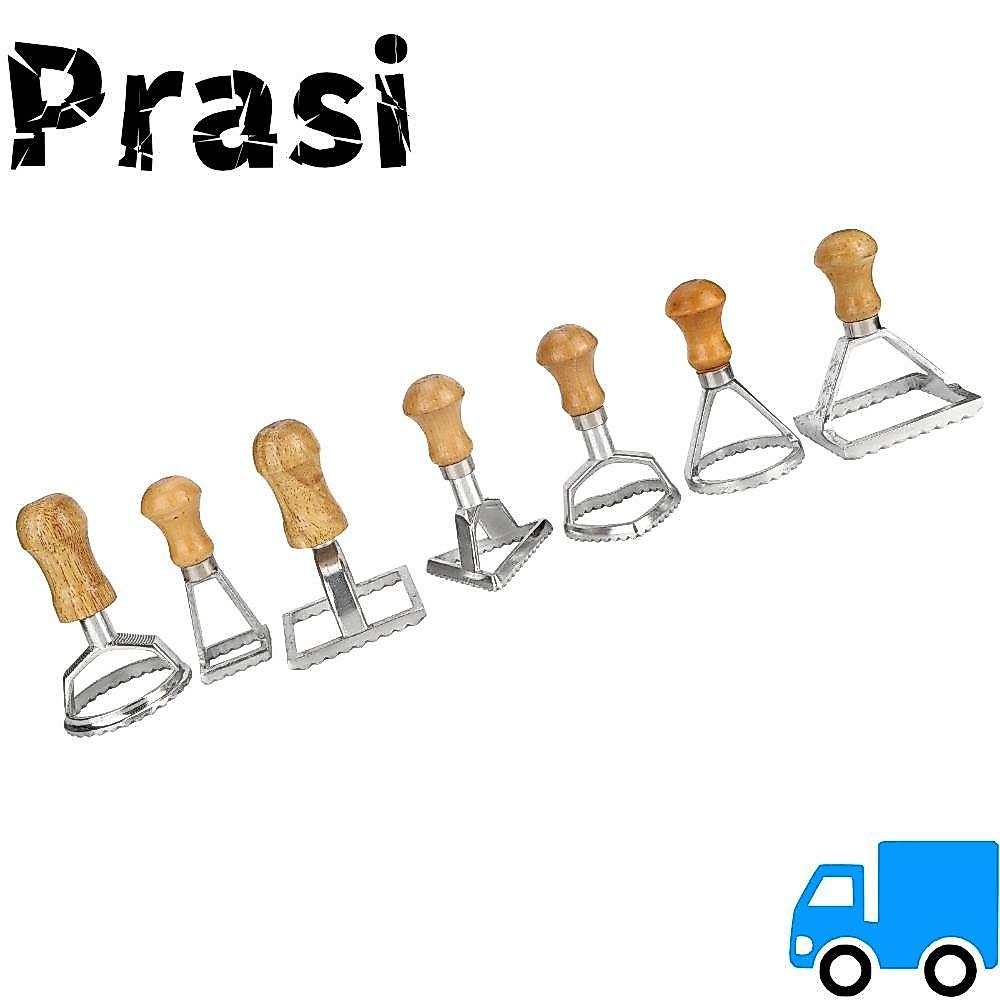 PRASI 7 ชิ้นชุดเครื่องตัด Ravioli, แม่พิมพ์เกี๊ยวไม้เนื้อแข็งอลูมิเนียม, สบายส่วนบุคคล Upright Flute