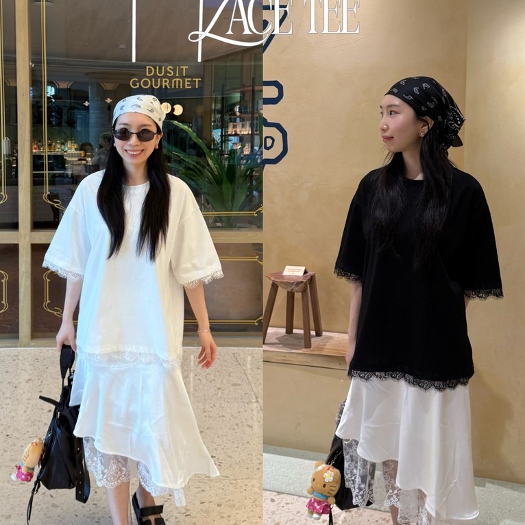 UIUI | COMFY LACE TEE เสื้อยืดลูกไม้โอเวอร์ไซส์