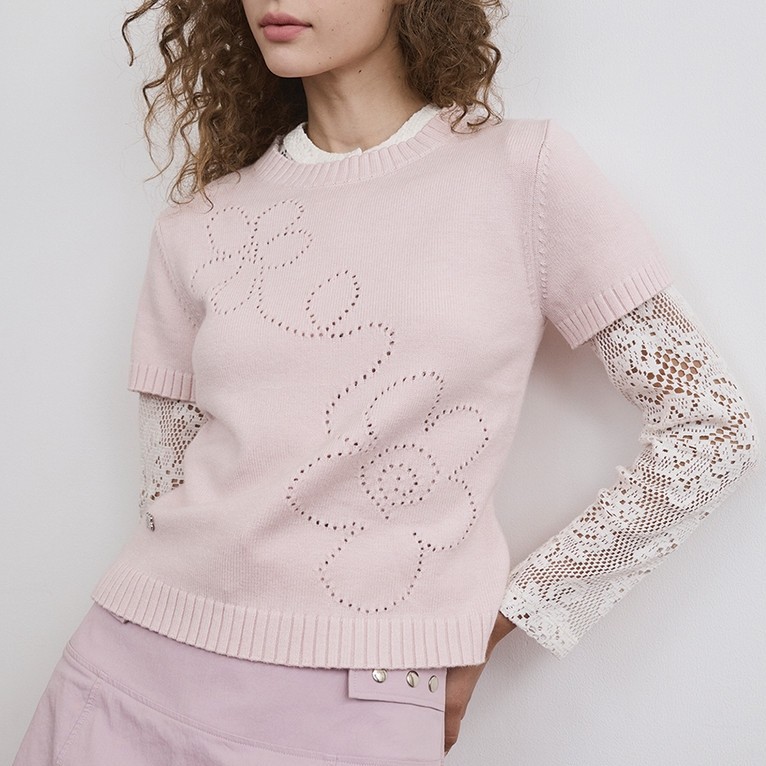 (พร้อมส่ง) BLOOM SUMMER KNIT เสื้อนิตทอลายดอกไม้