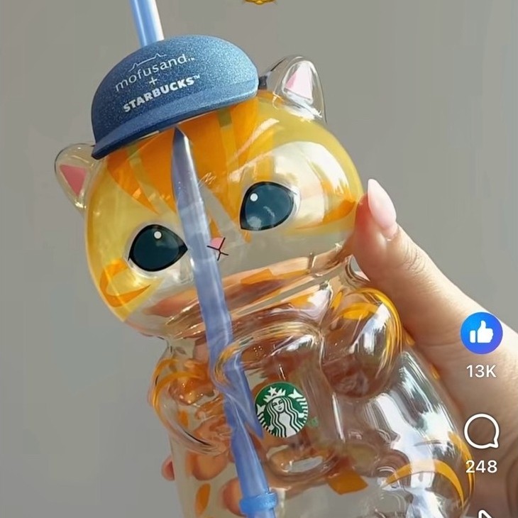 พร้อมส่ง Starbucks Mofusand glass cold cup limited