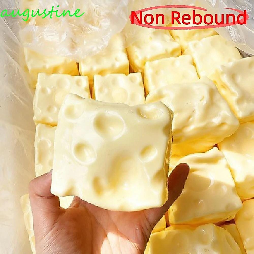 AUGUSTINE ชีสบีบ Cube, 6/7 ซม.สมจริงชีส Pinch, แบบพกพาความวิตกกังวลบรรเทาสบาย TPR Non Rebound Fidget