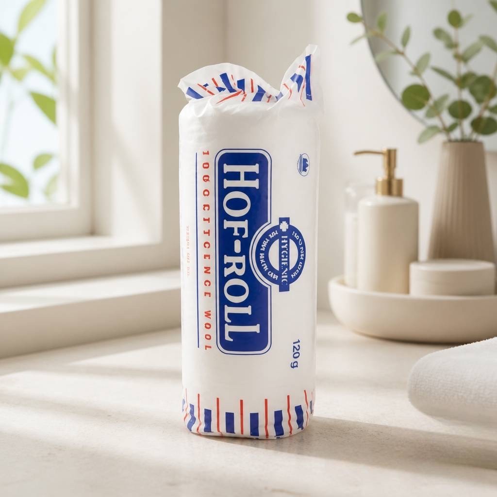 สำลีม้วน 400 กรัม HOF-ROLL ผลิตจากเส้นใยฝ้ายบริสุทธิ์ 100% ผ่านการฆ่าเชื้อ สำลีบริสุทธิ์ สะอาด ปลอดภัยนุ่มนวลซึมซับได้ดี