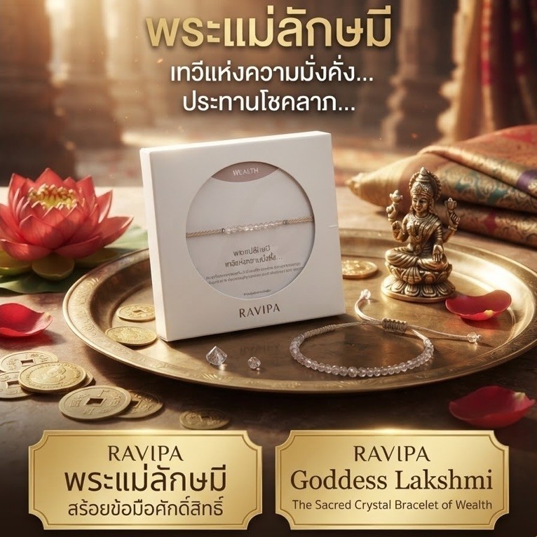 RAVIPA | พระแม่ลักษมี - สร้อยข้อมือศักดิ์สิทธิ์