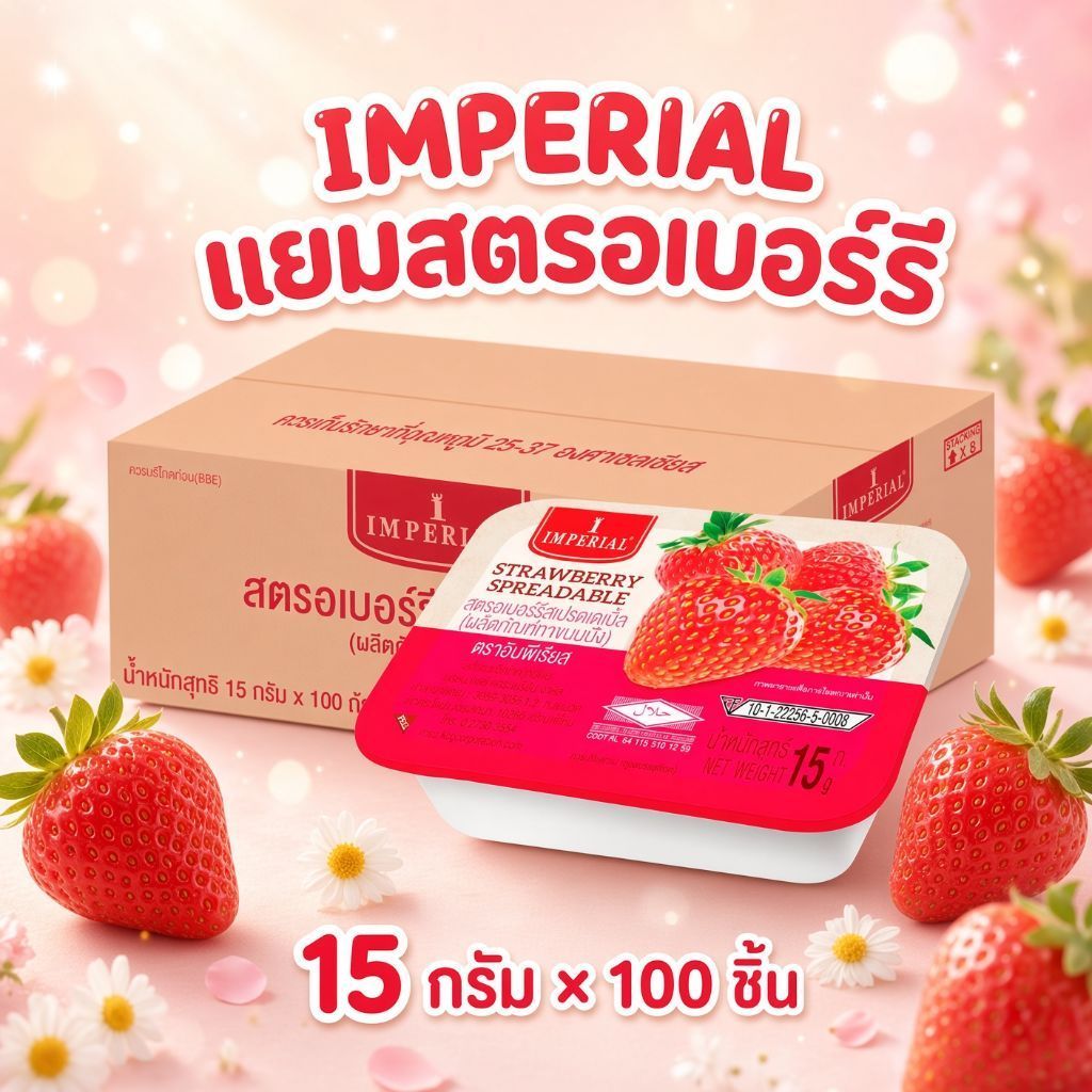 [100ถ้วย] Imperial อิมพีเรียล สตรอเบอร์รี่สเปรดดับเบิ้ล แยมสตรอเบอร์รี่ 15g/ถ้วย