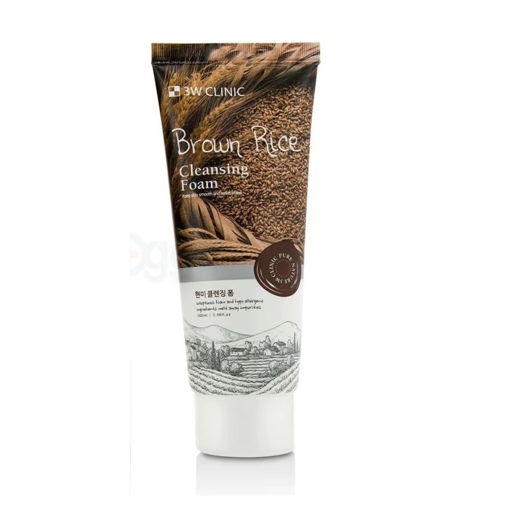 แท้ 3W CLICNIC Rose Water / Brown Rice Cleansing Foam ขนาด100 ml.