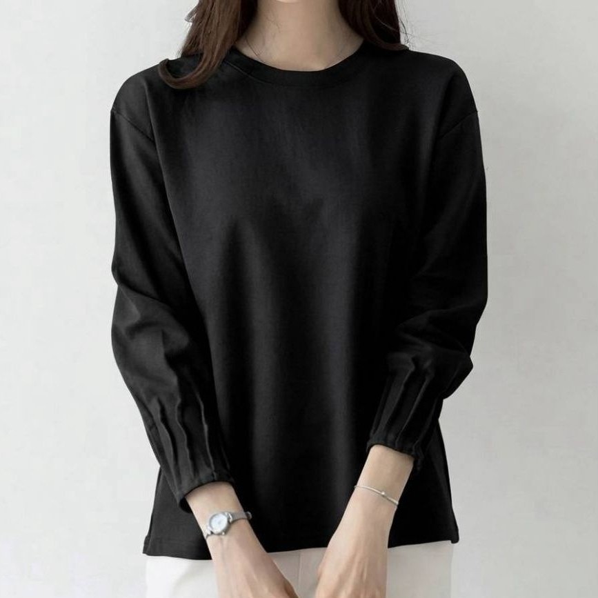 เสื้อคอกลมแขนยาว ดีเทลเย็บจีบปลายแขน✨️🧵ทรงสวย ใส่สบายทุกวัน