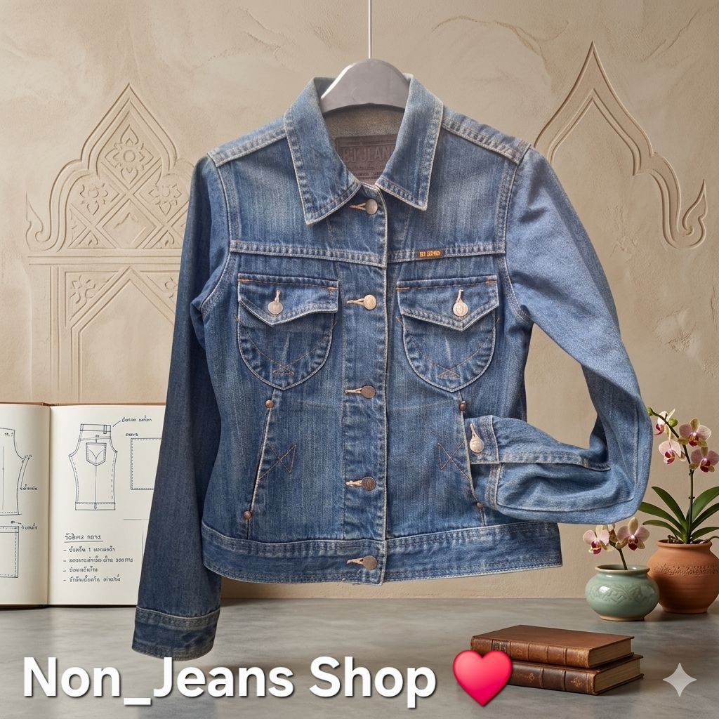 เสื้อแจ็คเก็ตยีนส์ BJ Jeans ทรงเข้ารูป สีฟอก (SIZE M)