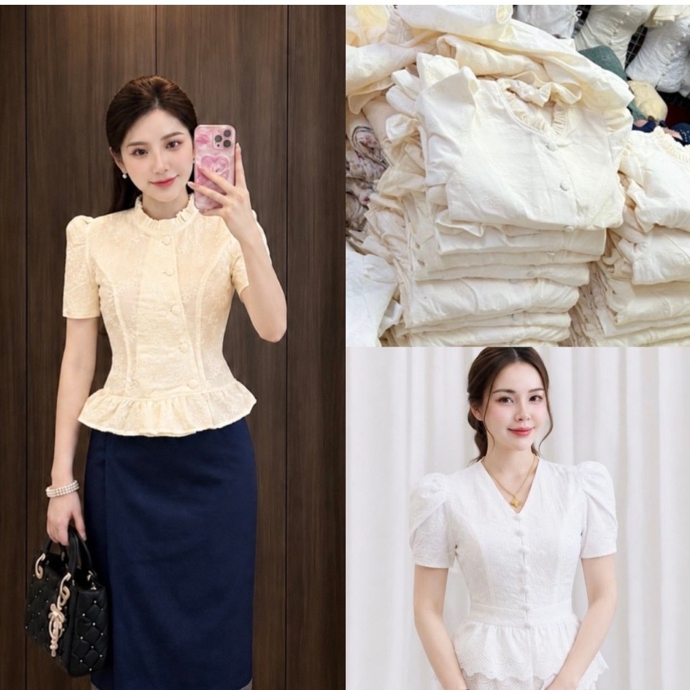 #ผ้าฝ้าย เสื้อใส่ไปทำบุญ สวยๆ
