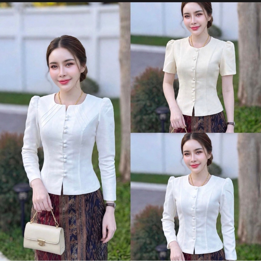 เสื้อใส่ไปวัด เสื้อใส่ไปทำบุญผ้าฝ้าย พร้อมจัดส่งน่า