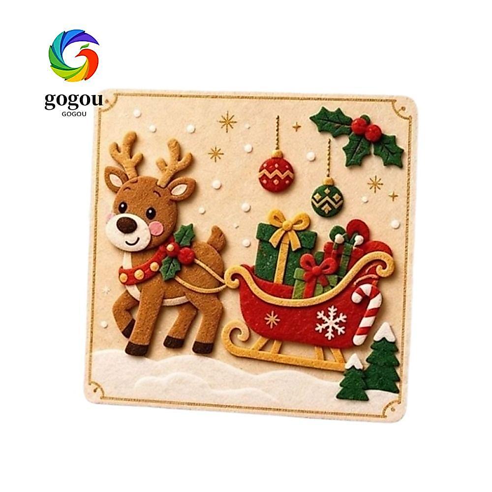 GOGOU Christmas Felt Art Kit, Hook and Loop DIY Magic Christmas Craft Kit, Magic Felt Piece Holiday 