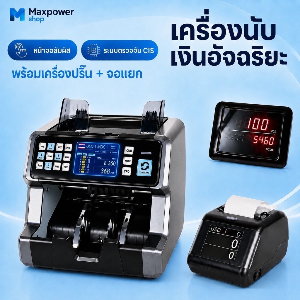 เครื่องนับธนบัตรนับรวมมูลค่าได้  ตรวจธนบัตรปลอม Bill Counter รุ่น MP-789