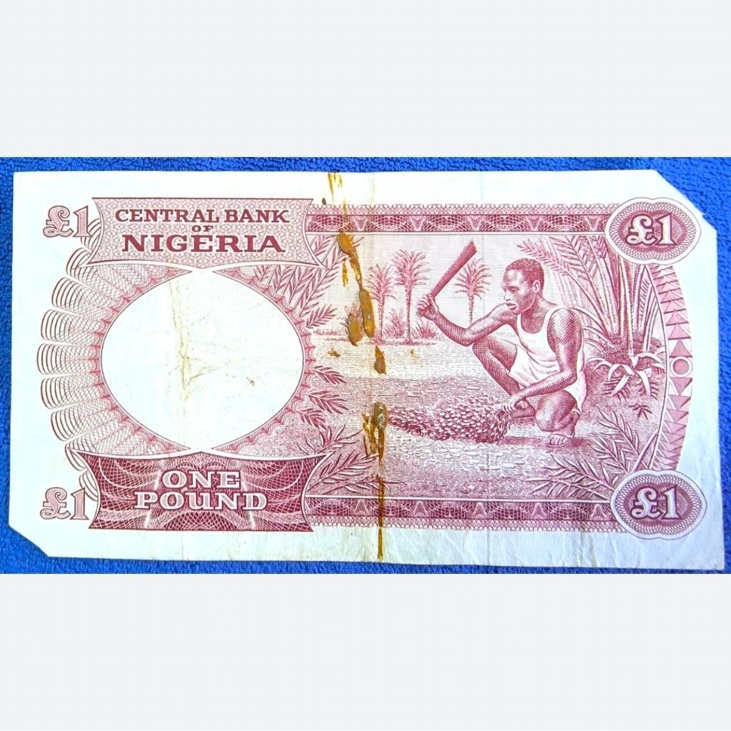 แบงก์​ไนจีเรีย​ Nigeria,​ 1 Pound,​(รุ่น​เก่า​Pound), ใช้แล้ว, B1328