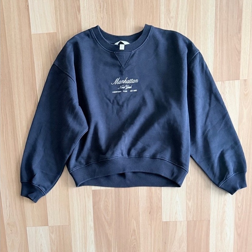 h&m sweatshirt crop navy