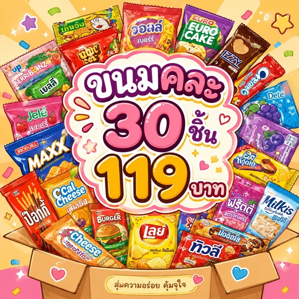 ขนมสุ่มคละ 30 ชิ้น 119 บาท