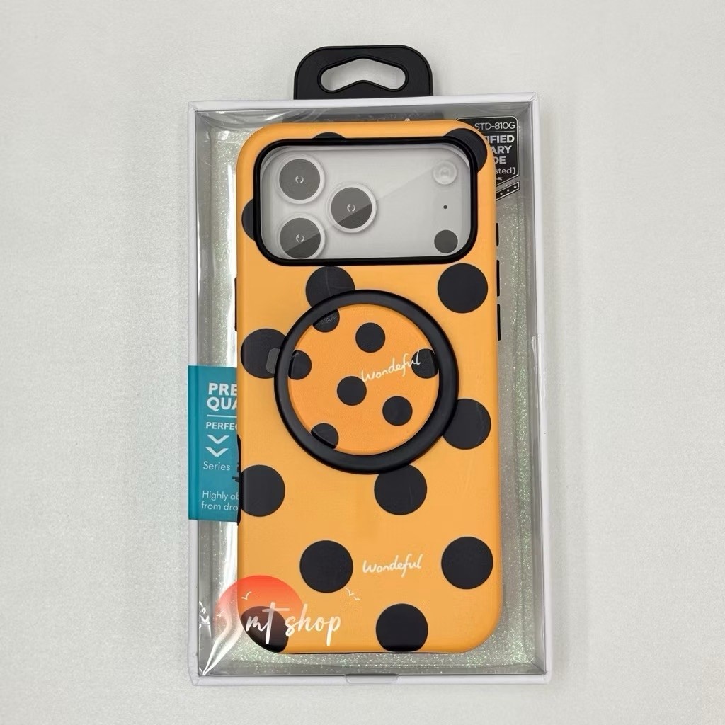 เคสโทรศัพท์มือถือลายจุด Polka Dot เคสแม่เหล็ก+Griptok สำหรับไอโฟน17Pro 17ProMax 18Pro 18ProMax เคส2ช