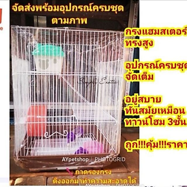 ***พร้อมส่ง!!!***กรงแฮมสเตอร์ ทรงสูง 3ชั้น อุปกรณ์ครบชุดจัดเต็ม!!! (435)