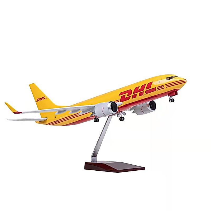 [47cm] โมเดลเครื่องบิน DHL B737 Airplane Model with LED Light (Touch or Sound Control) - ของตั้งโชว์ ของสะสม